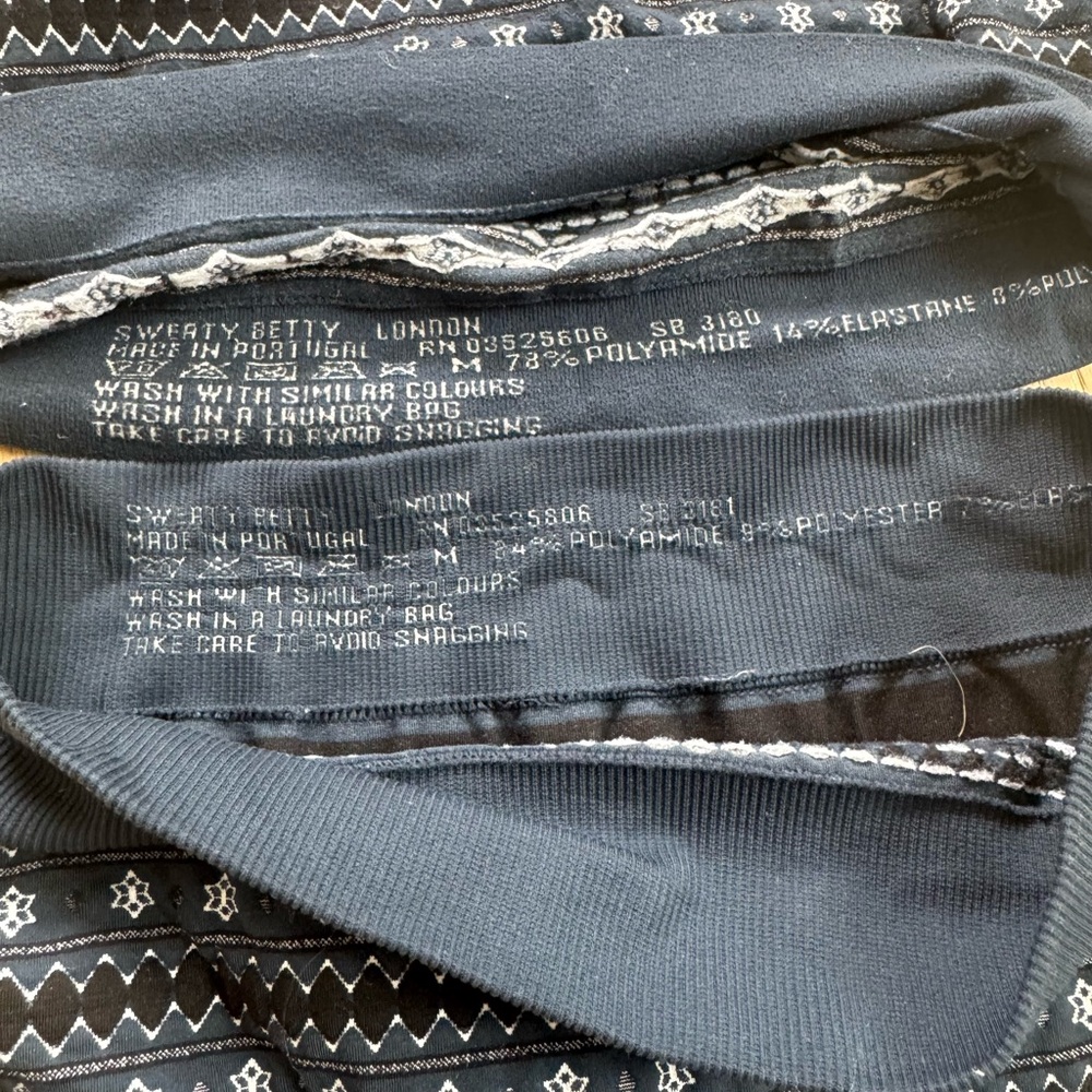 Sweaty Betty ski long underwear 
Thick and warm. Not very stretchy